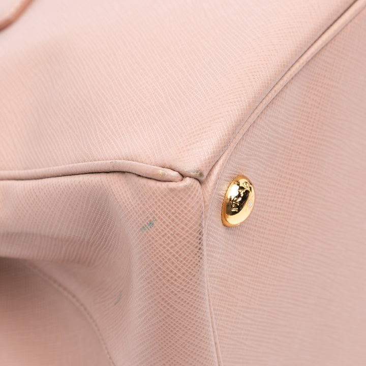 Large Saffiano Lux Galleria Double Zip Satchel Pink - Gaby Paris