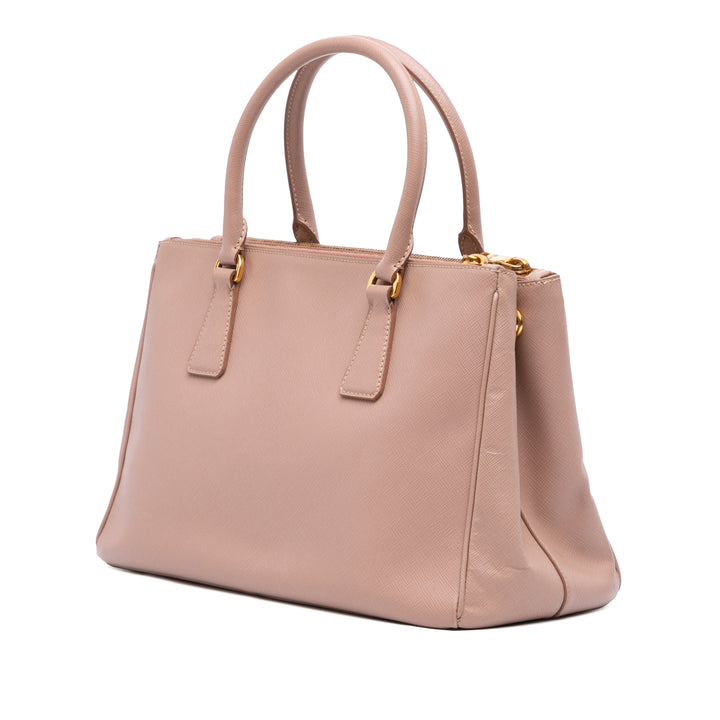 Large Saffiano Lux Galleria Double Zip Satchel Pink - Gaby Paris