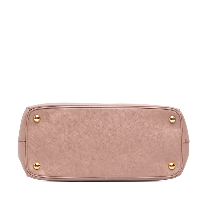 Large Saffiano Lux Galleria Double Zip Satchel Pink - Gaby Paris