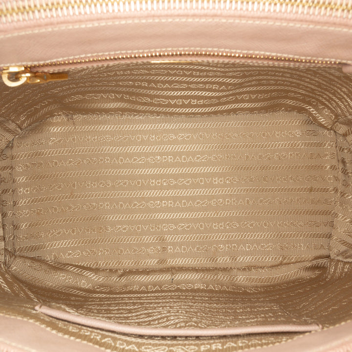 Large Saffiano Lux Galleria Double Zip Satchel Pink - Gaby Paris