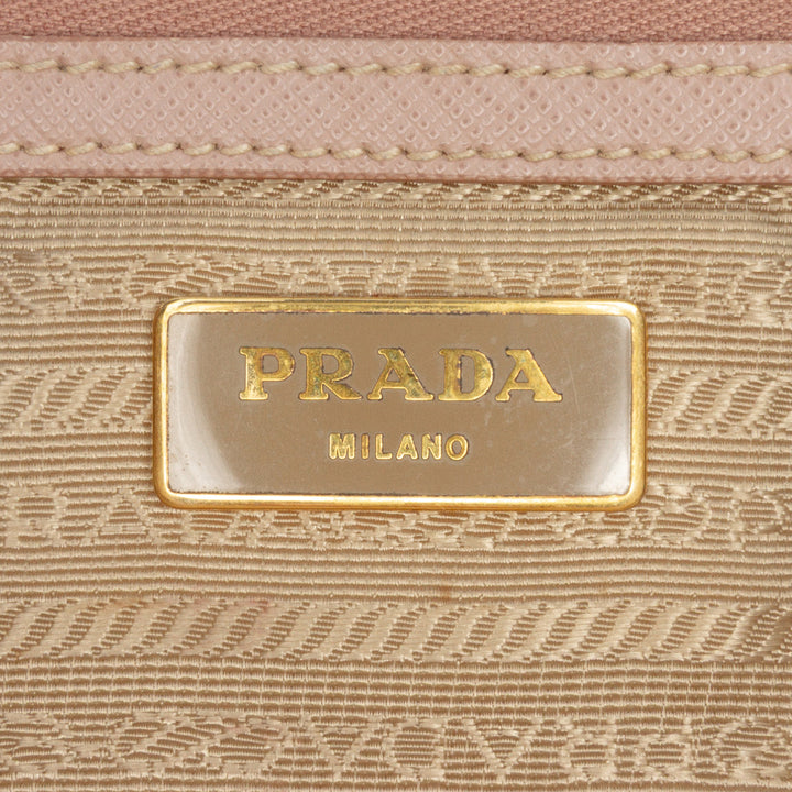 Large Saffiano Lux Galleria Double Zip Satchel Pink - Gaby Paris