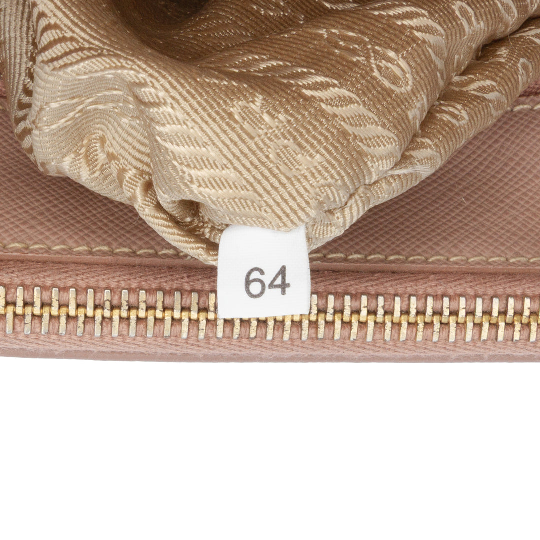 Large Saffiano Lux Galleria Double Zip Satchel Pink - Gaby Paris