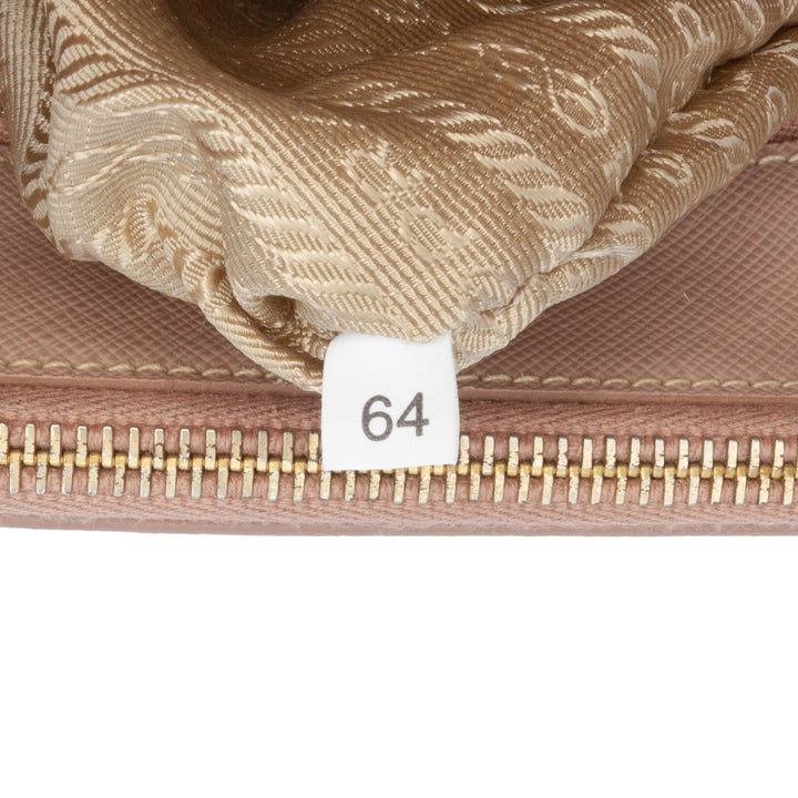 Large Saffiano Lux Galleria Double Zip Satchel Pink - Gaby Paris
