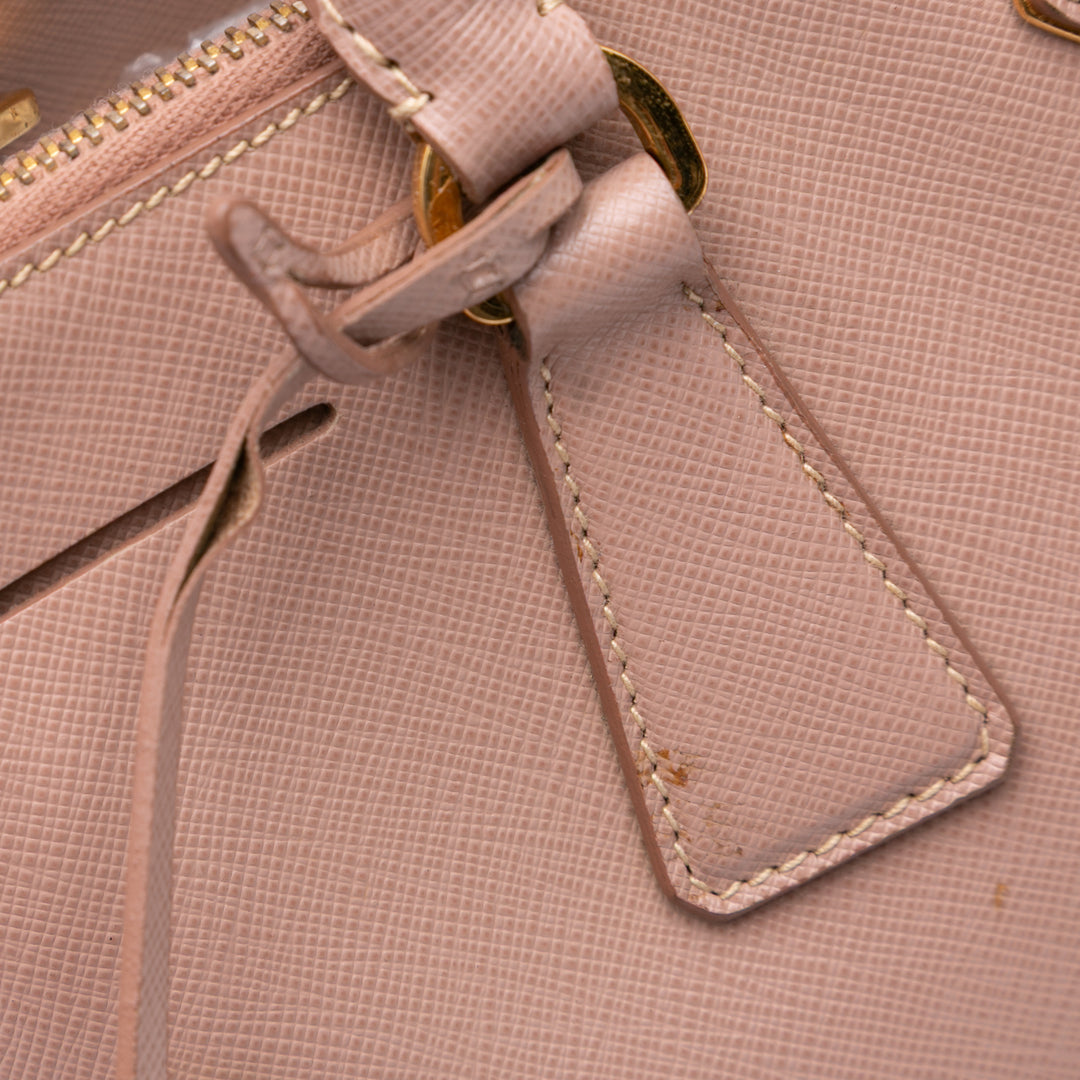 Large Saffiano Lux Galleria Double Zip Satchel Pink - Gaby Paris