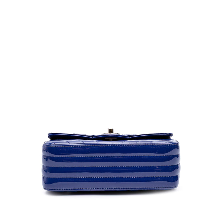 Chanel Mini Rectangular Classic Chevron Cuir verni Simple rabat