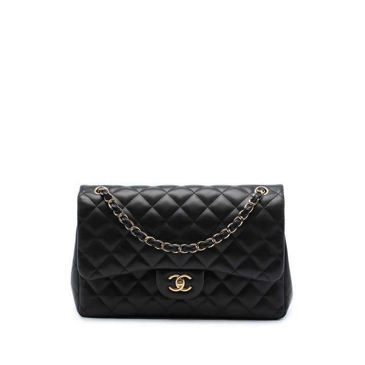 Classic Double rabat Jumbo Cuir d'agneau Noir