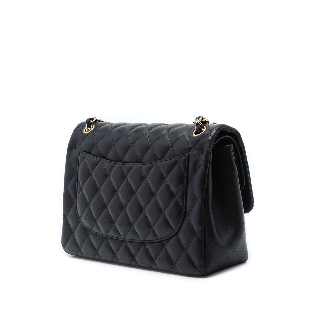 Classic Double rabat Jumbo Cuir d'agneau Noir