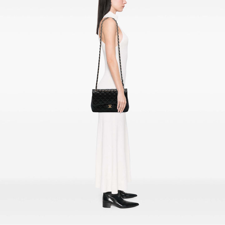 Classic Double rabat Jumbo Cuir d'agneau Noir