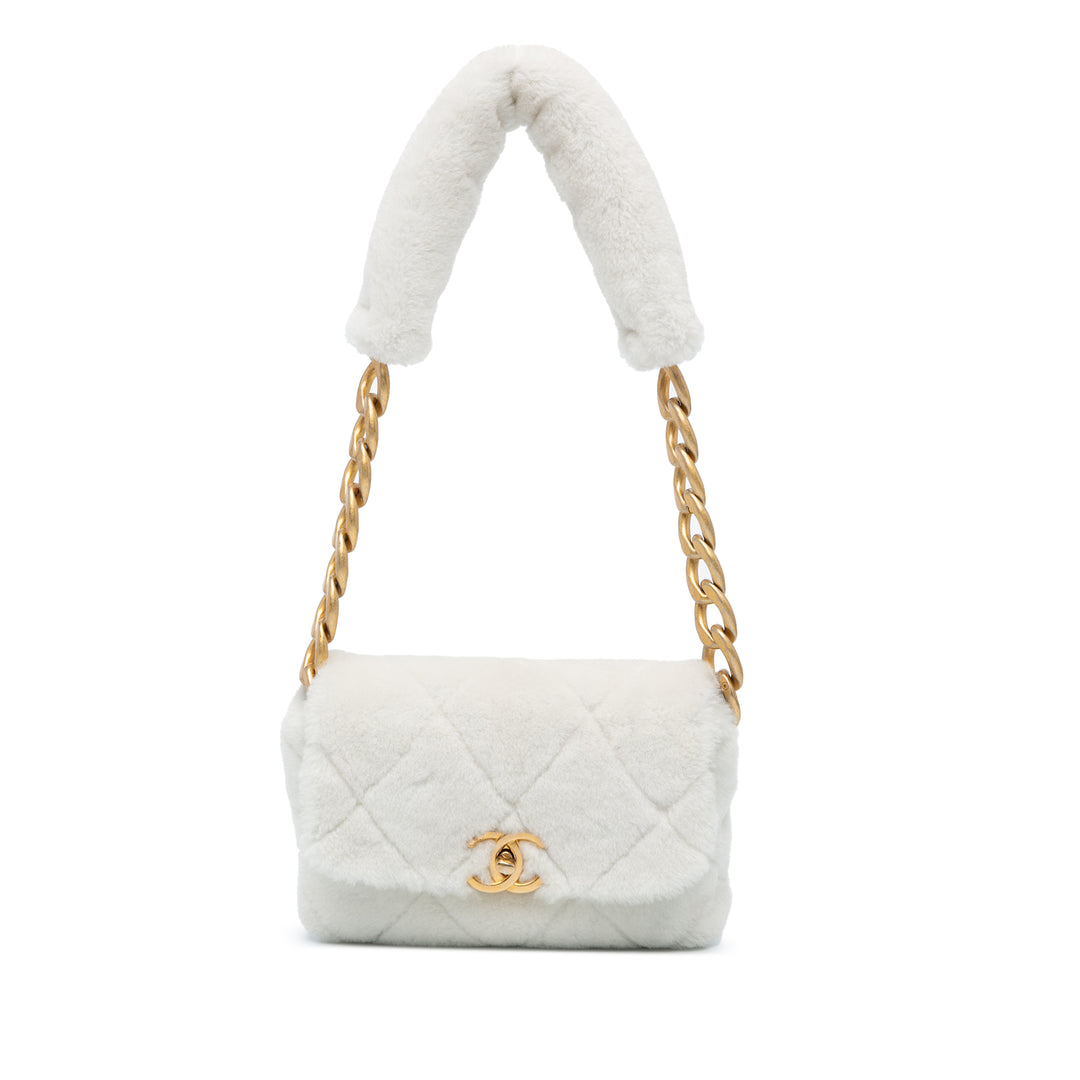 CC Shearling Single Flap White - Gaby Paris