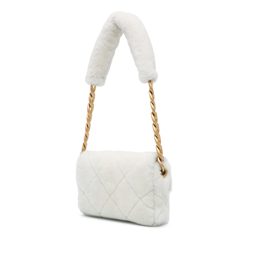 CC Shearling Single Flap White - Gaby Paris