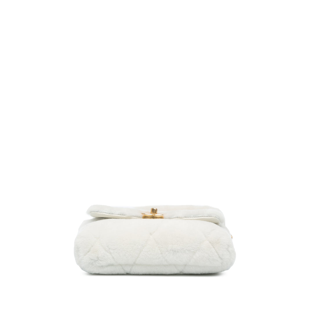 CC Shearling Single Flap White - Gaby Paris