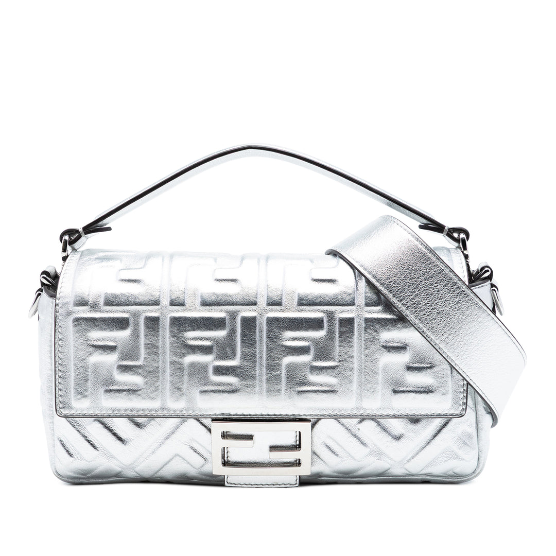 Fendi Medium Metallic Cuir embossé FF Baguette Sac