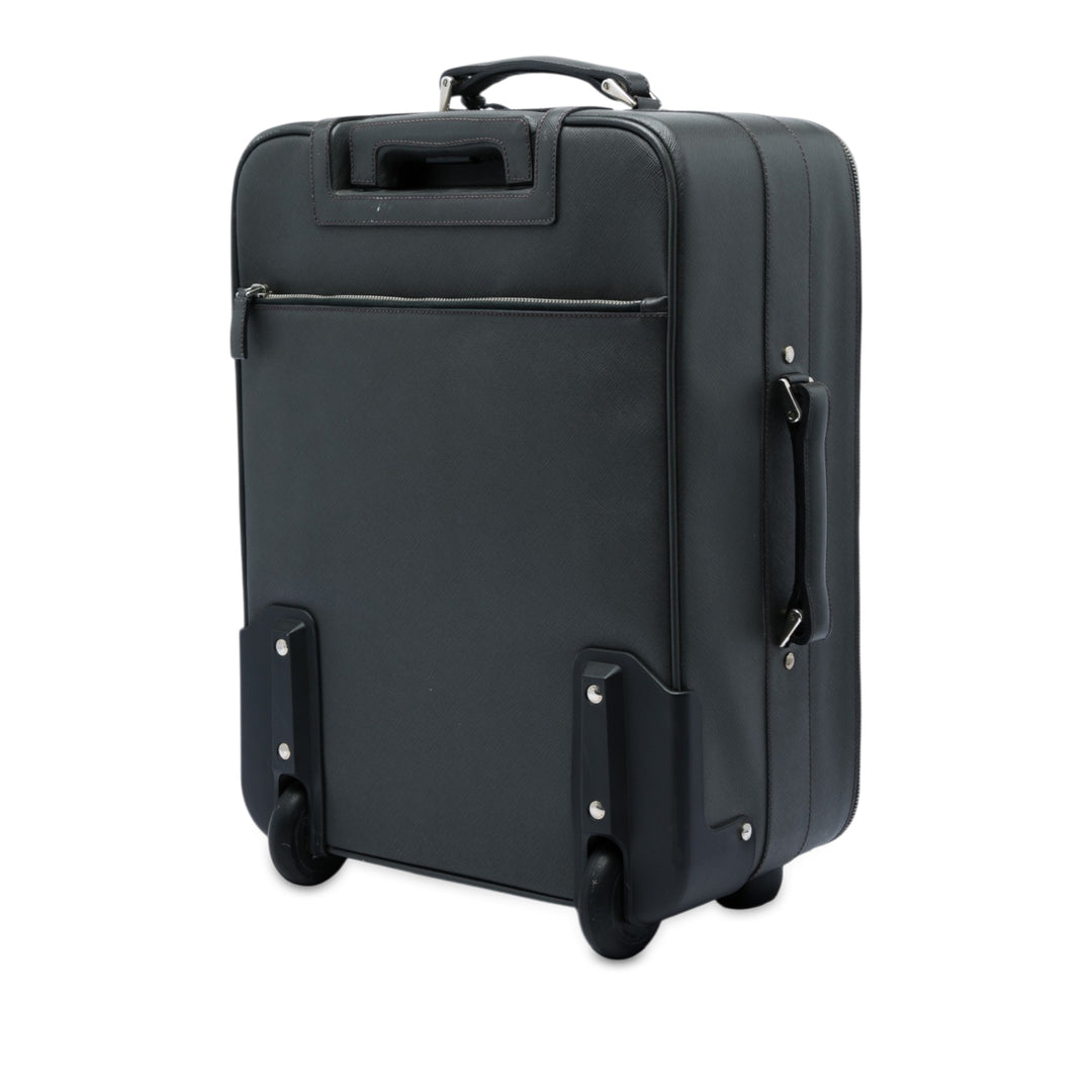 Prada Rolling Trolley Suitcase Saffiano Noir – vue 2 – GABY PARIS