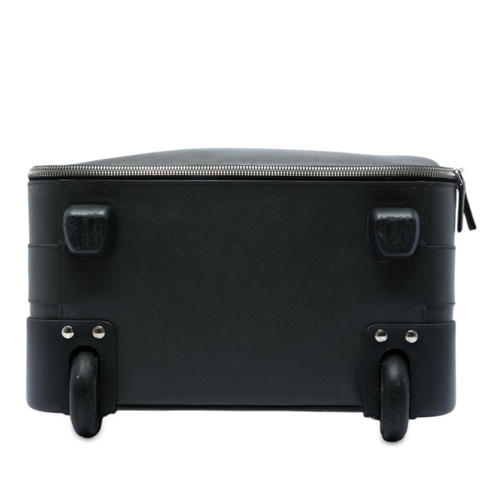Prada Rolling Trolley Suitcase Saffiano Noir – vue 3 – GABY PARIS