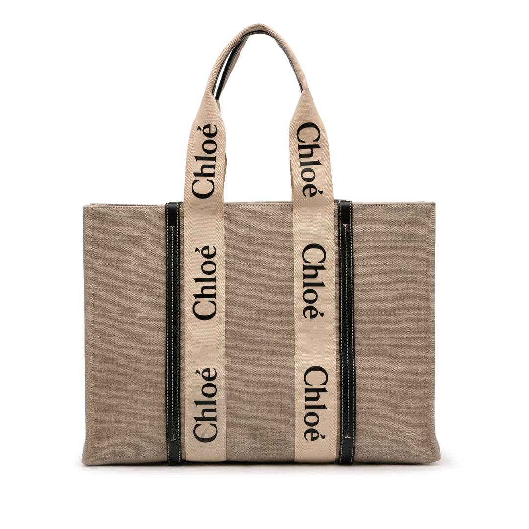 Chloé Large Woody Toile Cabas Sac