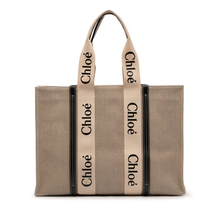 Chloé Large Woody Toile Cabas Sac