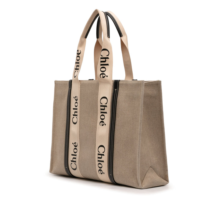 Chloé Large Woody Toile Cabas Sac