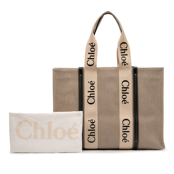 Chloé Large Woody Toile Cabas Sac
