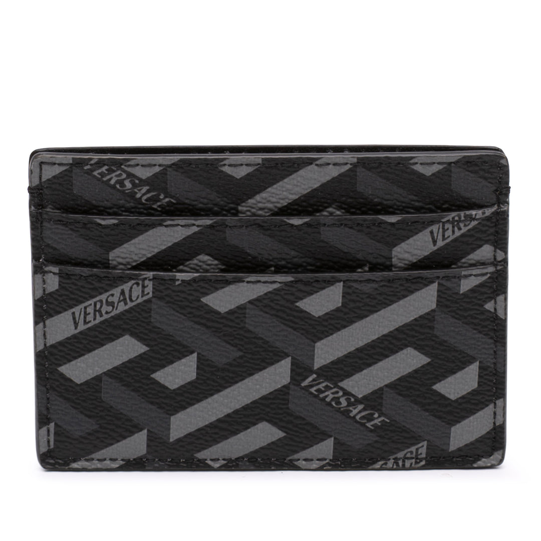 Versace La Greca Coated Toile Card Holder