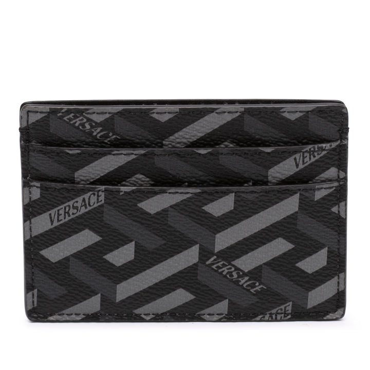 Versace La Greca Coated Toile Card Holder