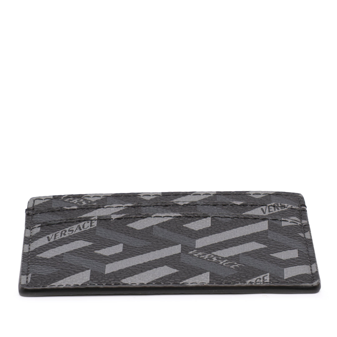 Versace La Greca Coated Toile Card Holder