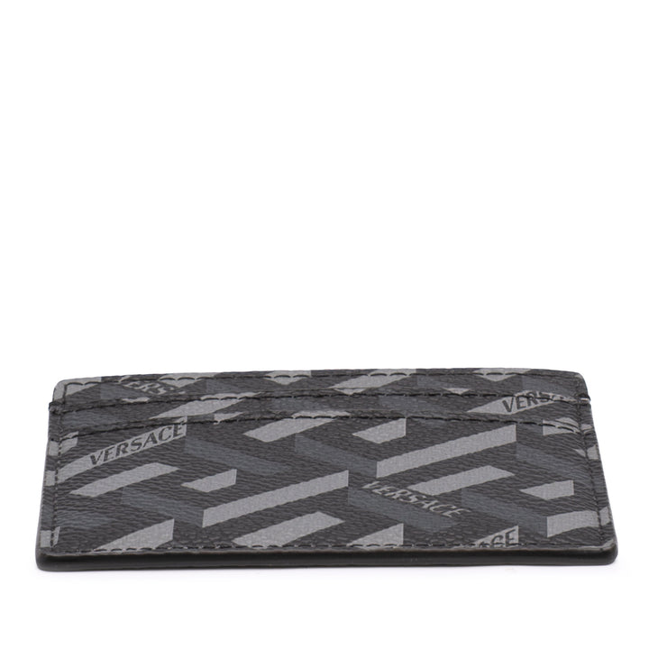 Versace La Greca Coated Toile Card Holder