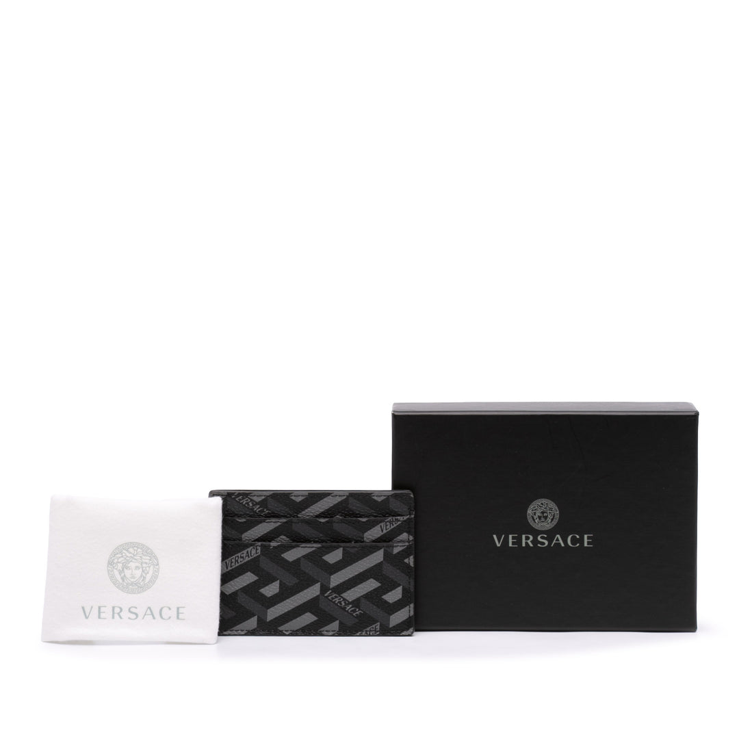 Versace La Greca Coated Toile Card Holder