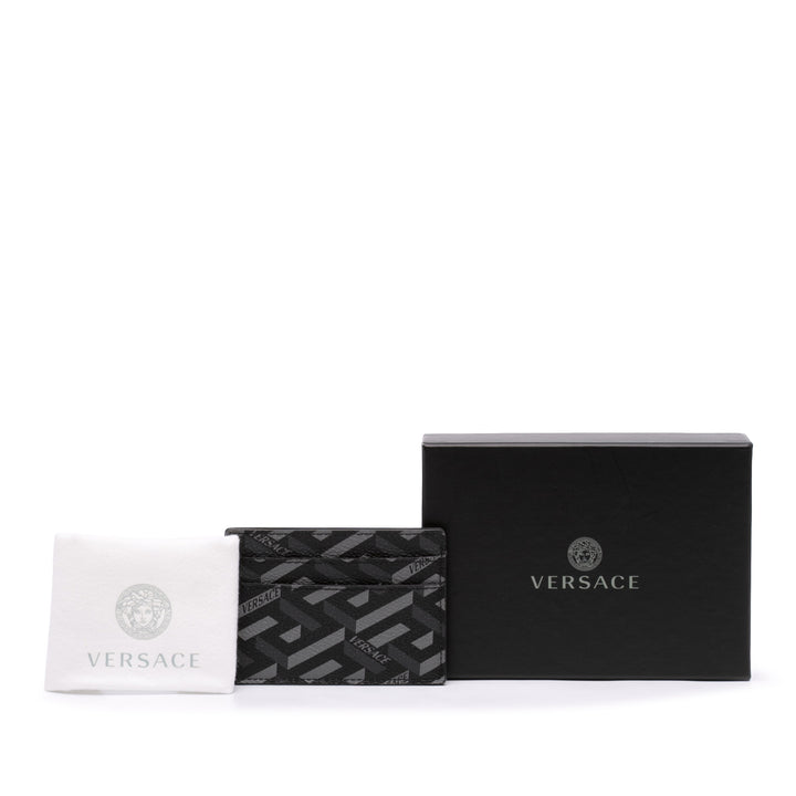 Versace La Greca Coated Toile Card Holder