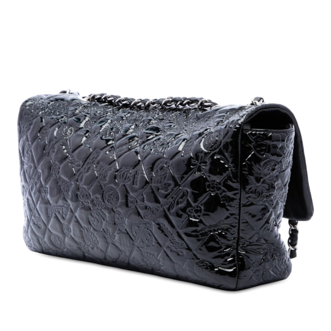 Chanel embossé Lucky Symbols à rabat Jumbo Noir – vue 2 – GABY PARIS