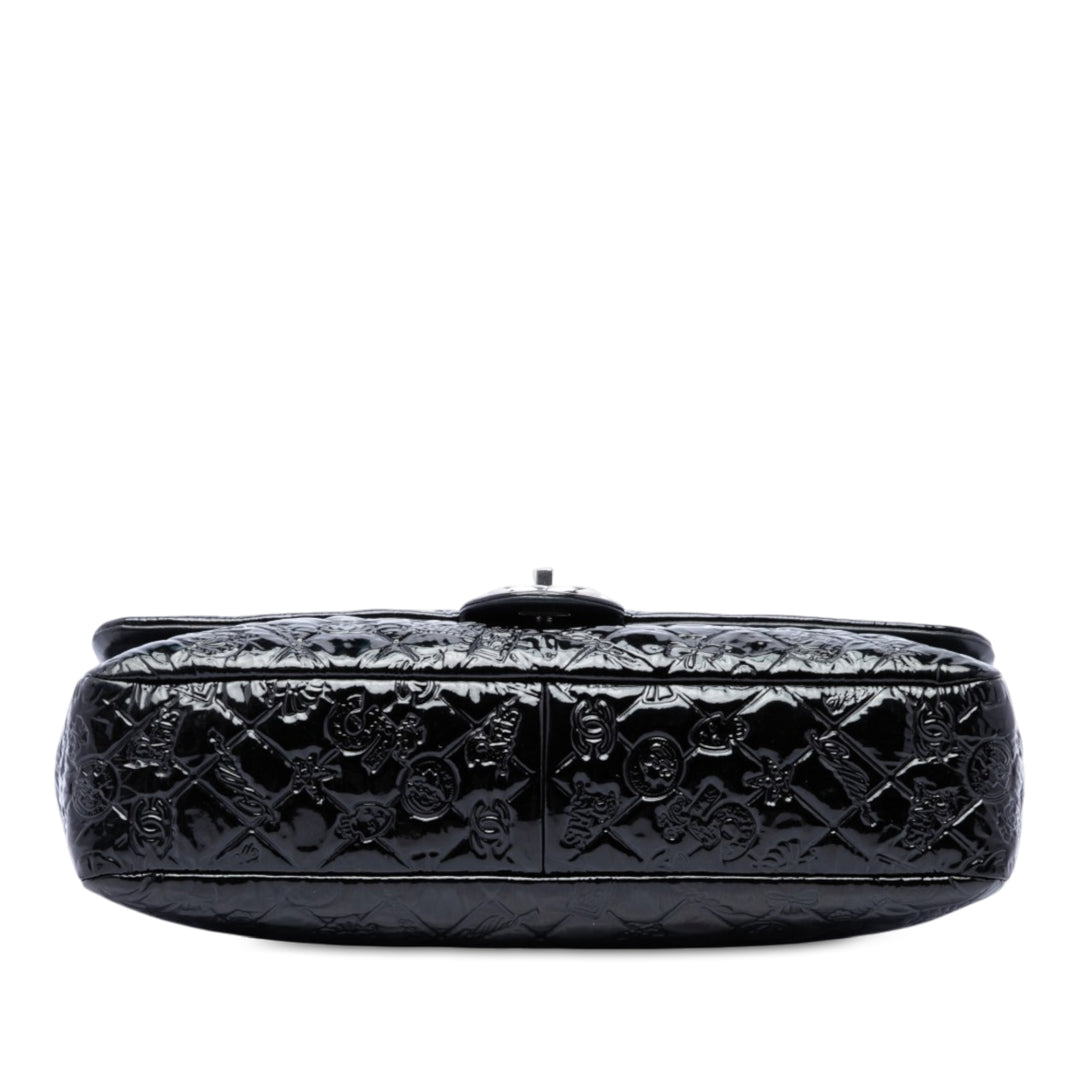 Chanel embossé Lucky Symbols à rabat Jumbo Noir – vue 3 – GABY PARIS