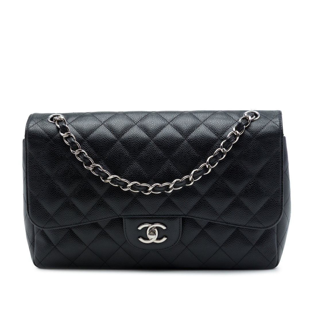 Chanel Sac porté épaule Classic Double rabat Jumbo Cuir caviar Noir – vue principale – GABY PARIS