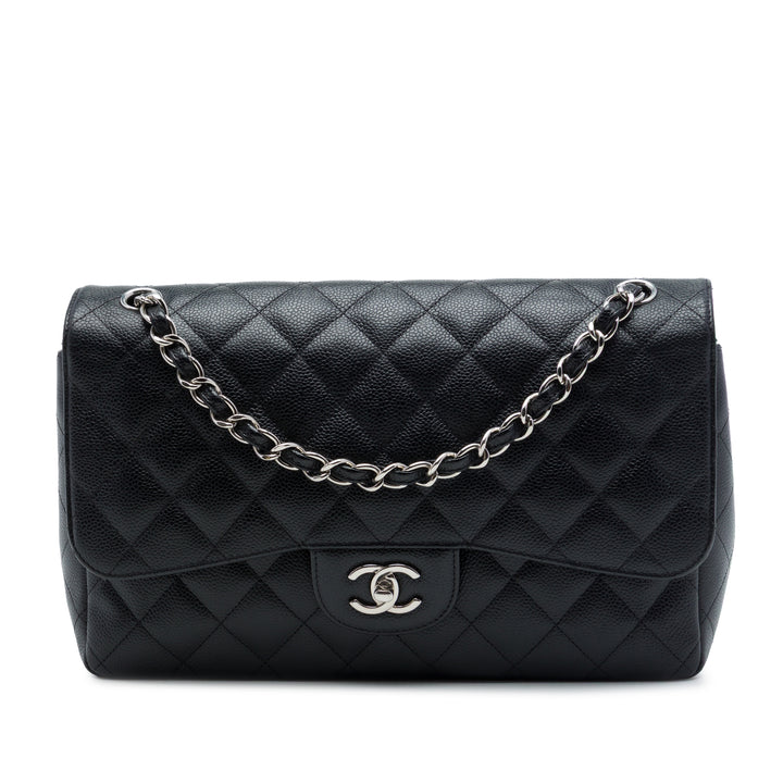 Chanel Sac porté épaule Classic Double rabat Jumbo Cuir caviar Noir – vue principale – GABY PARIS