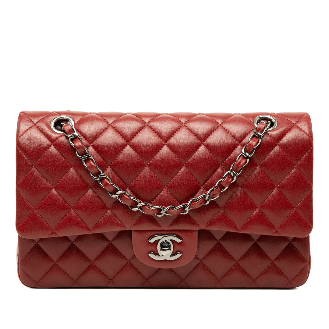 Chanel Classic Double rabat Moyen Cuir d'agneau Rouge