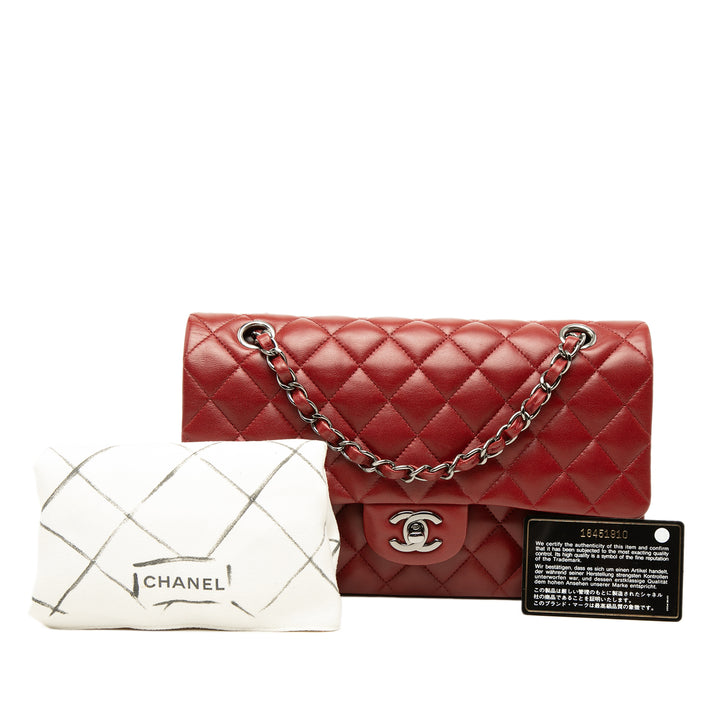 Chanel Classic Double rabat Moyen Cuir d'agneau Rouge