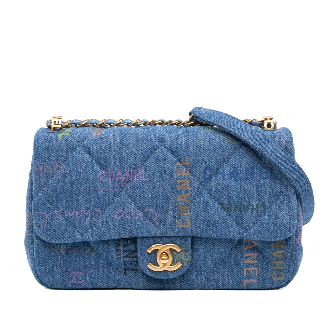 Medium Quilted Denim Mood Flap Blue - Gaby Paris