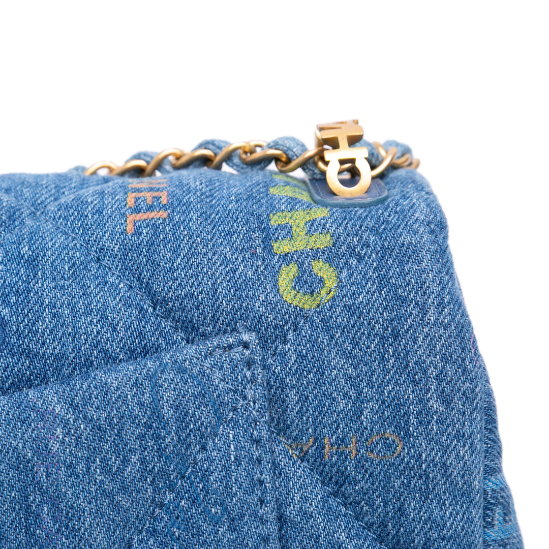 Medium Quilted Denim Mood Flap Blue - Gaby Paris