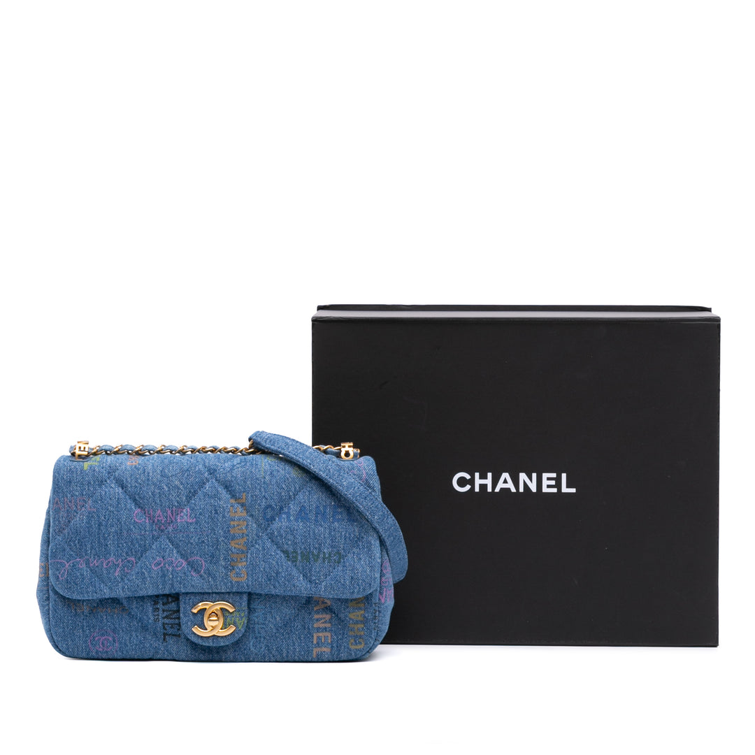 Medium Quilted Denim Mood Flap Blue - Gaby Paris