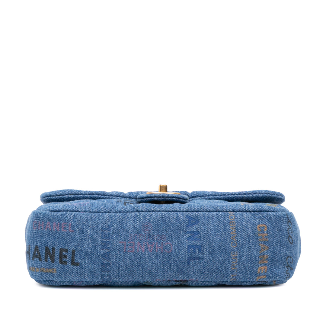 Medium Quilted Denim Mood Flap Blue - Gaby Paris