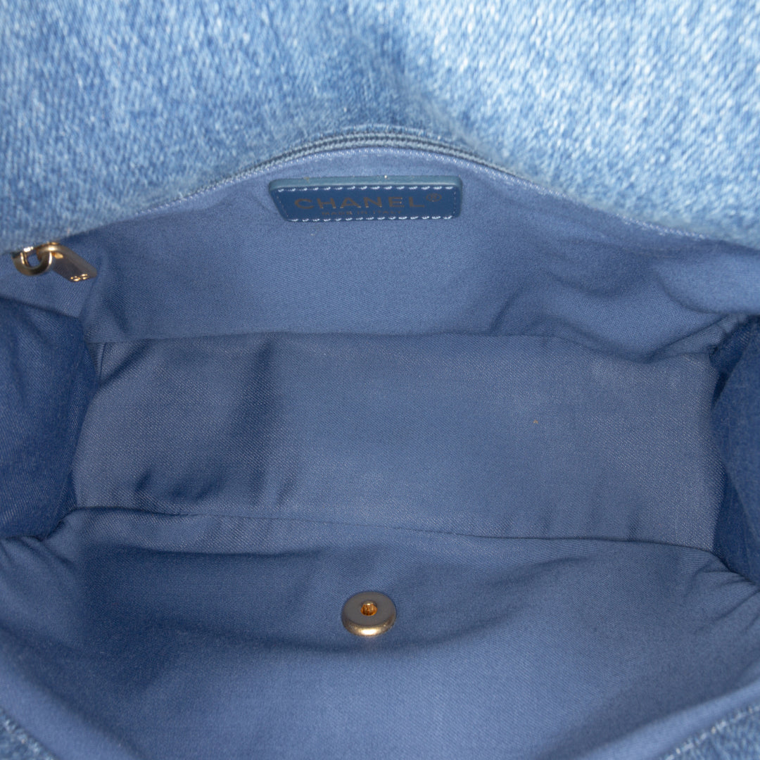 Medium Quilted Denim Mood Flap Blue - Gaby Paris