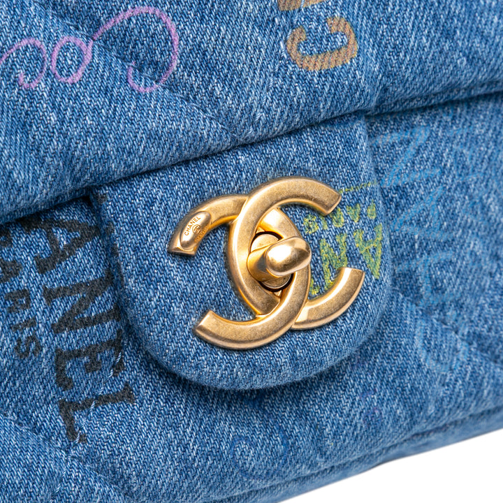 Medium Quilted Denim Mood Flap Blue - Gaby Paris