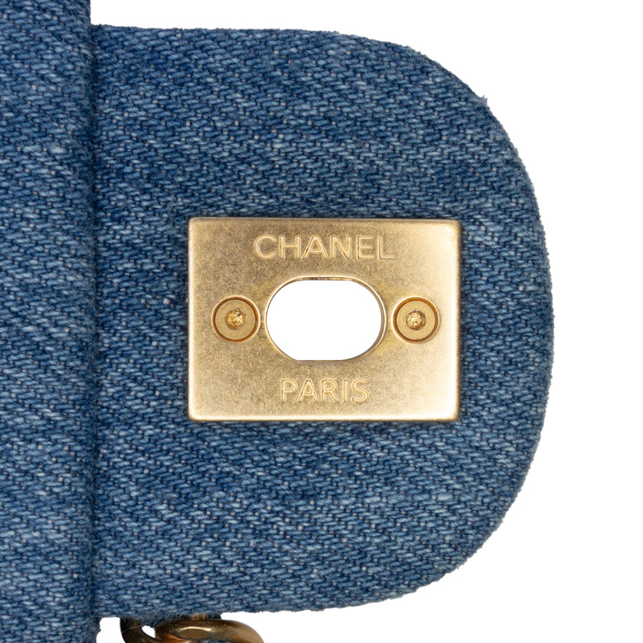 Medium Quilted Denim Mood Flap Blue - Gaby Paris