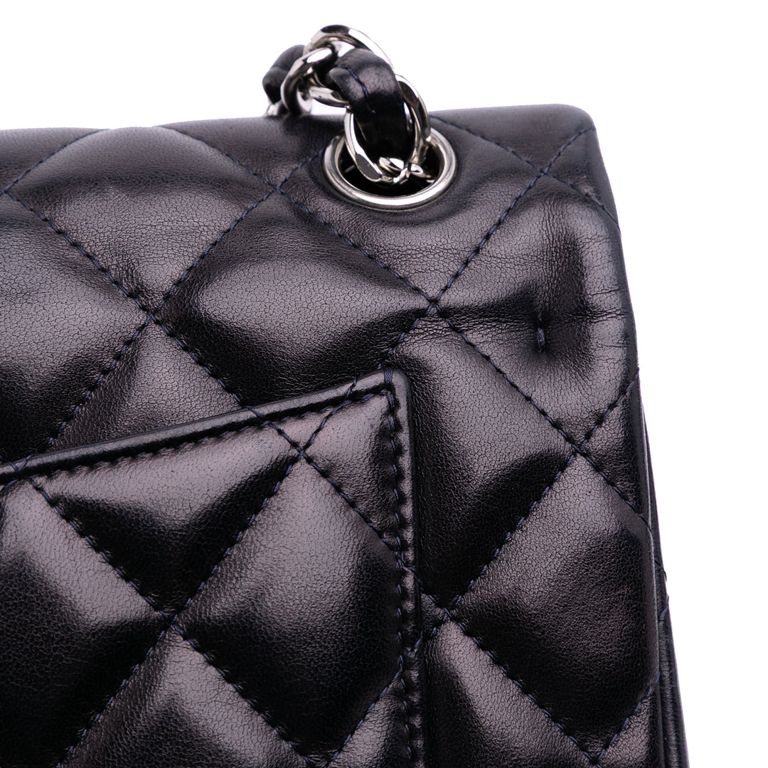 Jumbo Classic Lambskin Double Flap Blue - Gaby Paris