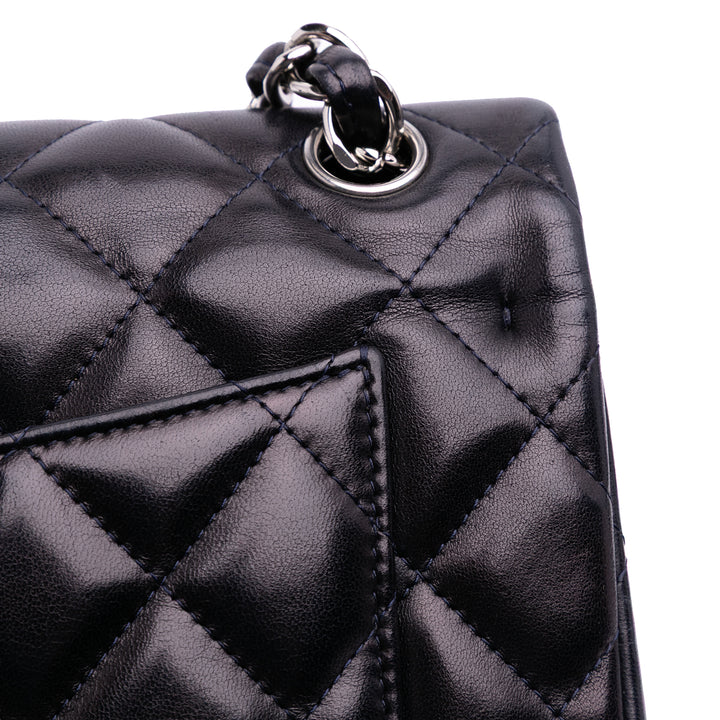 Jumbo Classic Lambskin Double Flap Blue - Gaby Paris