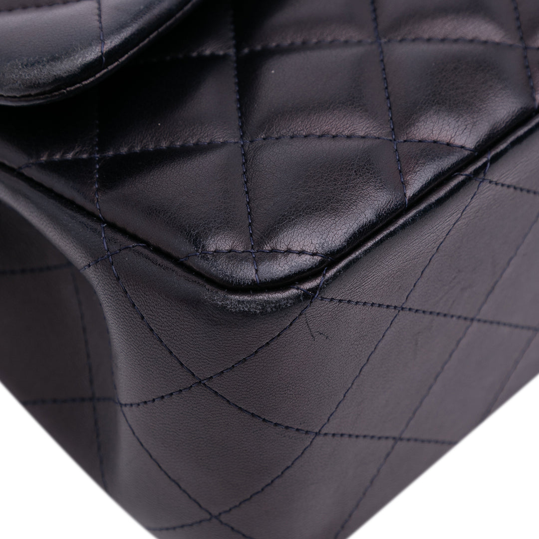 Jumbo Classic Lambskin Double Flap Blue - Gaby Paris