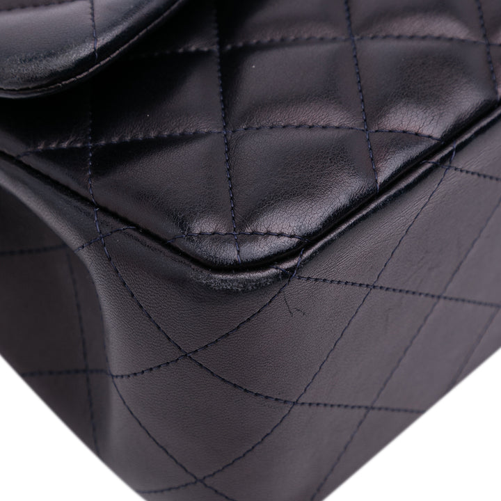 Jumbo Classic Lambskin Double Flap Blue - Gaby Paris