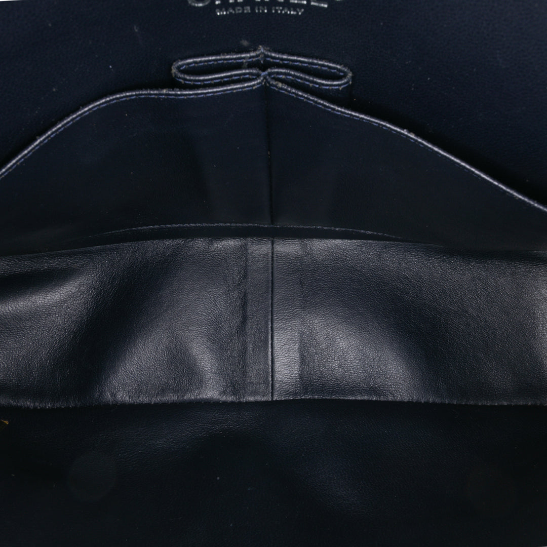 Jumbo Classic Lambskin Double Flap Blue - Gaby Paris