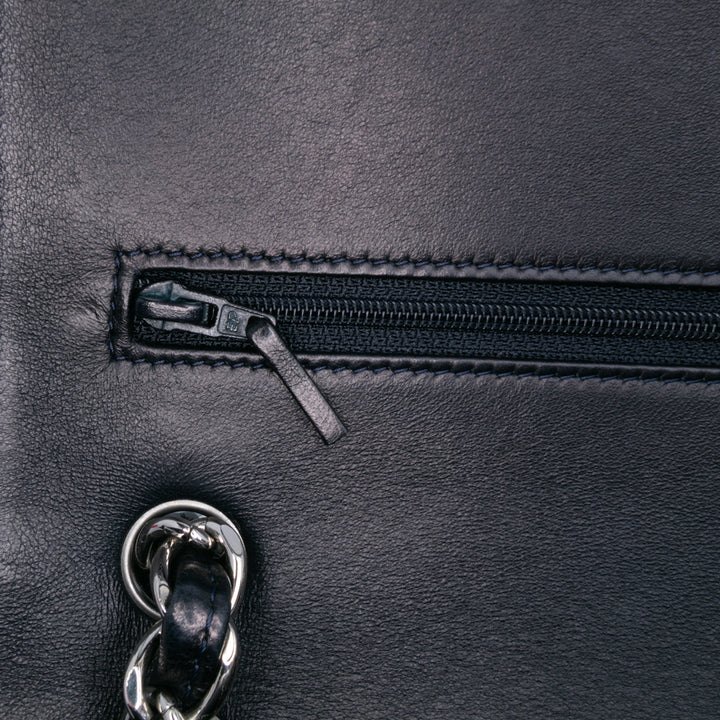 Jumbo Classic Lambskin Double Flap Blue - Gaby Paris
