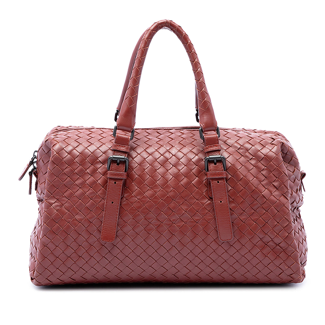 Bottega Veneta Sac à main Intrecciato Boston nappa Rouge – vue principale – GABY PARIS