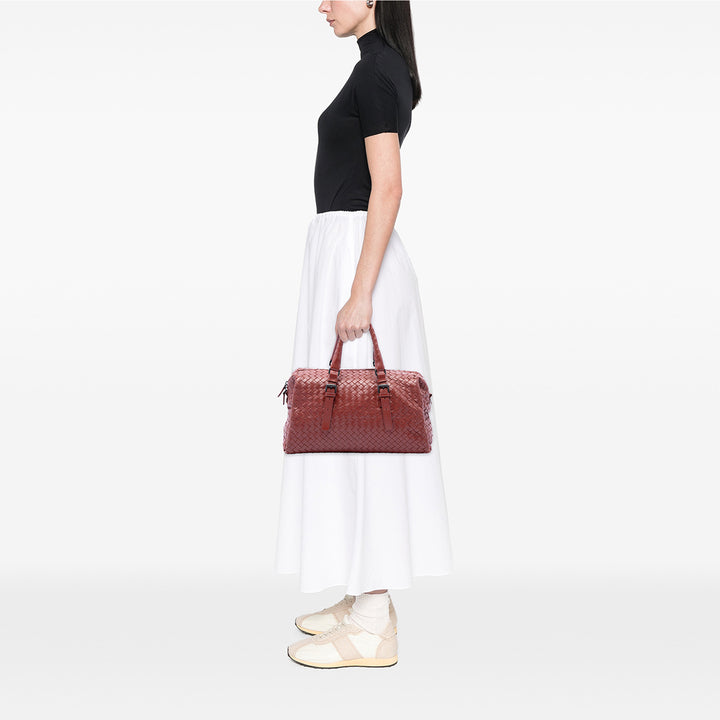 Bottega Veneta Sac à main Intrecciato Boston nappa Rouge – vue 6 – GABY PARIS