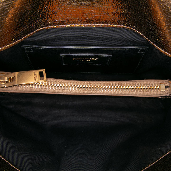 Medium Metallic Calfskin Chevron Monogram College Bag Brown - Gaby Paris